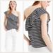 J. Crew Tops | Jcrew One Shoulder Ruffle Striped Top Xxs | Color: Black/White | Size: Xxs