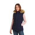 TOG 24 Cowling Womens Ultra Warm Wind Resistant Padded Gilet with Pockets and Faux Fur Trim Hood Navy