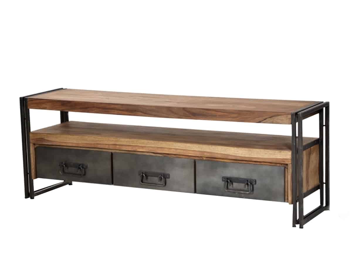 MiaMöbel Lowboard 'Madras' 160 cm Massivholz, Metall Sheesham Modern Indien Indisch