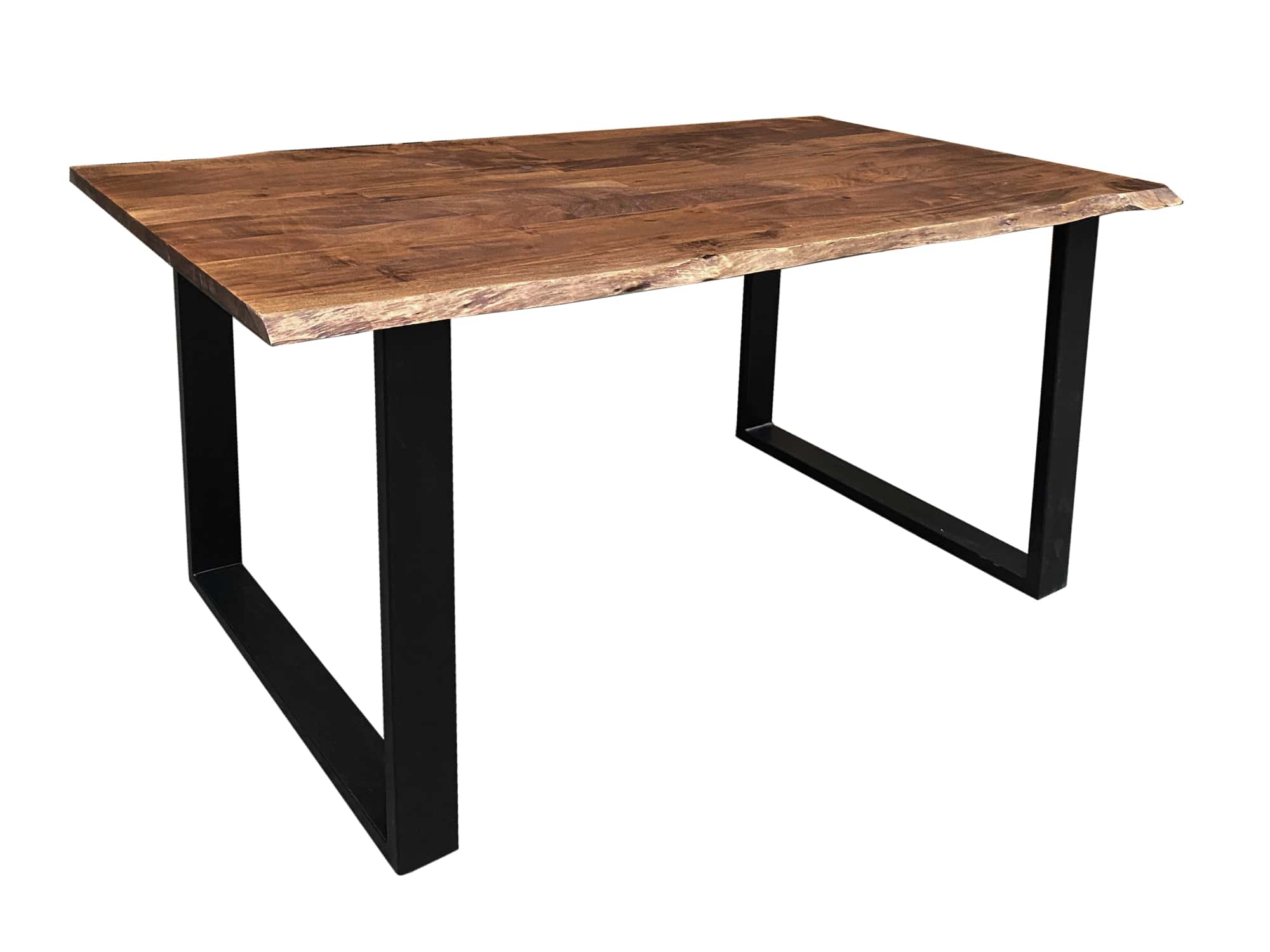 MiaMöbel Esstisch 'Vanaja' 140x80cm, Nussbaum/Antikschwarz Massivholz, Metall Akazie Modern Indien Indisch
