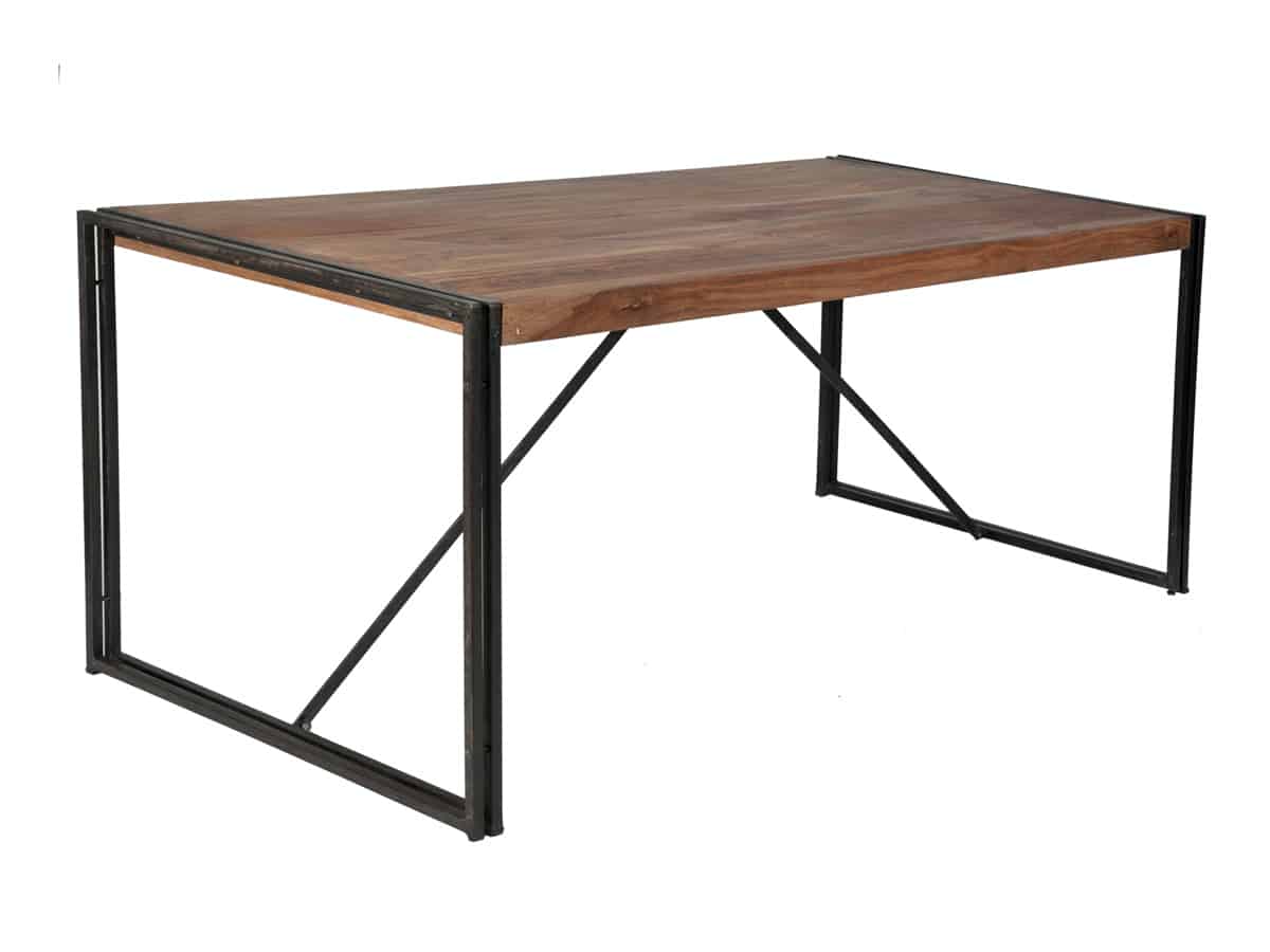 MiaMöbel Esstisch 'Madras' 180x90 cm Massivholz, Metall Sheesham Modern Indien Indisch