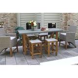 Birch Lane™ Nicole Balcony Outdoor Table Wood/Stone/Concrete/Plastic in Brown/Gray/White | 36 H x 70 W x 30 D in | Wayfair