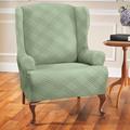 Corrigan Studio® Double Diamond Stretch Box Cushion Wingback Slipcover Polyester in Green | 42 H x 82 W x 38 D in | Wayfair