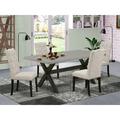 Red Barrel Studio® 5 - Piece Rubberwood Solid Wood Dining Set Wood/Upholstered in Gray/Black/Brown | Wayfair 9BCD9185055946F1A4760DAA44BCB157