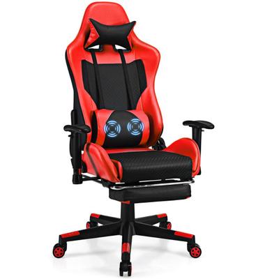 Costway PU Leather Gaming Chair with USB Massage L...