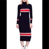 Free People Dresses | Free People Sport Stripe Midi Ls Sweater Dress M | Color: Black/Red | Size: M