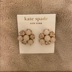 Kate Spade Jewelry | Kate Spade Clustered Diamond & Enamel Earrings | Color: Silver/White | Size: Os