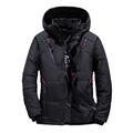 ZHICH New Down Jacket Men's Section Thick Warm Hooded Jacket White Duck Down Winter Clothes,Black,M