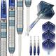 Unicorn Steel Tip Darts Set | Core XL T95 Series Style 2 | 95% Tungsten Barrels with Blue Accents | 23 g