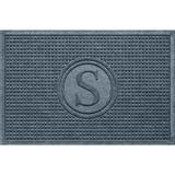 Matterly Waterhog Squares Monogram Indoor Outdoor Doormat Synthetics in Blue/Black | Wayfair 20733580023