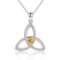 925 Sterling Silver Irish Celtic Triquetra Knot Birthstone Pendant Necklace for Women Fine Jewelry Birthday Gift