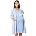 HAPPY MAMA Women's Maternity Hospital Gown Robe Nightie Set Labour & Birth 1275 (Blue, UK 8, S)