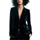 MUCOO Womens Casual Work Office Blazer Buttons Long Sleeve Tailored Suits Jackets, Dark Green, S