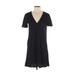 Zara W&B Collection Casual Dress - Mini V Neck Short sleeves: Black Solid Dresses Women's Size Small