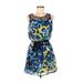 Sequin Hearts Casual Dress: Blue Floral Motif Dresses - Women's Size 7