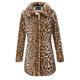 Giolshon Women's Faux Fur Coat Fleece Fuzzy Leopard Jacket Lapel Fluffy Outwear Warm 18125 M