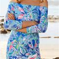 Lilly Pulitzer Dresses | Lilly Pulitzer Laurana Off The Shoulder Dress-Xxs | Color: Blue/Pink | Size: Xxs