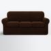 The Twillery Co.® Pizarro Soft Stretch Separate Box Cushion Sofa Slipcover Polyester in Brown | 41 H x 92 W x 42 D in | Wayfair