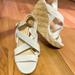 Jessica Simpson Shoes | Jessica Simpson White Wedge Sandals 8 | Color: Tan/White | Size: 8