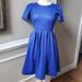 Lularoe Dresses | Lularoe Amelia Blue Modest Chevron Dress Size S | Color: Blue | Size: S