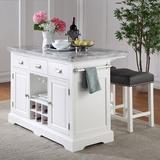 Red Barrel Studio® Erichsen Kitchen Island Set w/ Marble Top Marble, Solid Wood in White | 36 H x 48 W x 28 D in | Wayfair