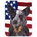 Trinx Patriotic USA American Flag w/ Australian Cattle Dog Glass Cutting Board Glass | 0.15 H x 11.25 W in | Wayfair