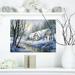 East Urban Home Christmas Evening Winter Frolic - Painting Print Canvas/Metal in Green/White/Yellow | 30 H x 40 W x 1.5 D in | Wayfair