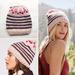 Free People Accessories | Free People Woman Beanie Tullamore Stripe Knit | Color: Pink/Tan | Size: Os