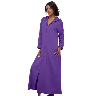Plus Size Women's Long Hooded Fleece Sweatshirt Robe by Dreams & Co. in Plum Burst (Size M)