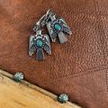 Free People Jewelry | Free People Earrings Turquoise Bird Taxco Sterling Boho Jewelry Charm Metal Ston | Color: Blue | Size: Os