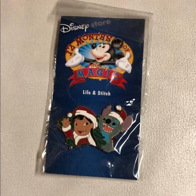 Disney Other | Disney Store Christmas Lilo & Stitch Pin | Color: Black | Size: Os