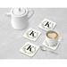 Gracie Oaks Coffee Drink Coaster Garden Monogram Initial Letter B Cork in Black/Green/White | 0.188 H x 3.75 D in | Wayfair