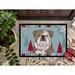 The Holiday Aisle® Ott Winter Holiday English Bulldog Non-Slip Outdoor Door Mat Synthetics in Green/White/Blue | 24 W x 36 D in | Wayfair