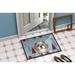The Holiday Aisle® Lannah Winter Holiday Shih Tzu Non-Slip Outdoor Door Mat Synthetics in Red/Green/White | 24 W x 36 D in | Wayfair