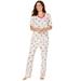 Plus Size Women's Floral Henley PJ Set by Dreams & Co. in Classic Red Cardinals (Size L) Pajamas