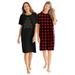 Plus Size Women's 2-Pack Short-Sleeve Sleepshirt by Dreams & Co. in Red Buffalo Plaid (Size 1X/2X) Nightgown
