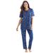 Plus Size Women's Floral Henley PJ Set by Dreams & Co. in Evening Blue Flowers (Size 5X) Pajamas