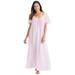 Plus Size Women's Long Silky Lace-Trim Gown by Only Necessities in Pink (Size 3X) Pajamas