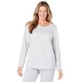 Plus Size Women's Satin trim sleep tee by Dreams & Co® in Heather Grey (Size M) Pajama Top