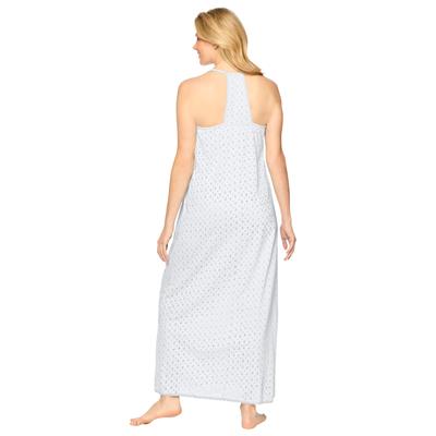 Plus Size Women's Breezy Eyelet Knit Long Nightgown by Dreams & Co. in White (Size 34/36)