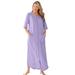 Plus Size Women's Long French Terry Zip-Front Robe by Dreams & Co. in Soft Iris (Size M)