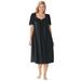 Plus Size Women's Short Silky Lace-Trim Gown by Only Necessities in Black (Size 2X) Pajamas
