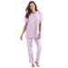 Plus Size Women's Floral Henley PJ Set by Dreams & Co. in Pink Ditsy (Size L) Pajamas