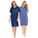 Plus Size Women's 2-Pack Short-Sleeve Sleepshirt by Dreams & Co. in Evening Blue Pajamas (Size 3X/4X) Nightgown