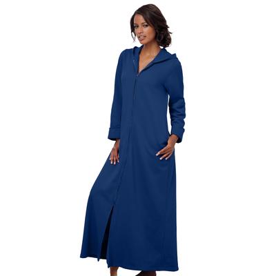 Plus Size Women's Long Hooded Fleece Sweatshirt Robe by Dreams & Co. in Evening Blue (Size 6X)
