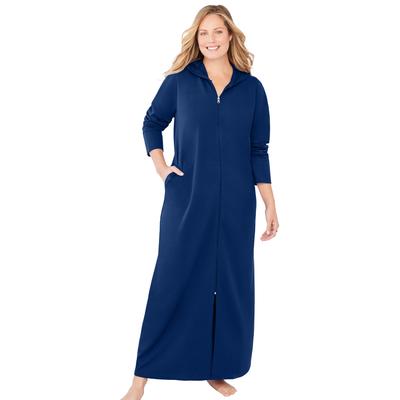 Plus Size Women's Long Hooded Fleece Sweatshirt Robe by Dreams & Co. in Evening Blue (Size 6X)