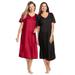 Plus Size Women's 2-Pack Short Silky Gown by Only Necessities in Classic Red Black (Size 5X) Pajamas