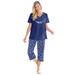 Plus Size Women's 2-Piece Capri PJ Set by Dreams & Co. in Evening Blue Flowers (Size 6X) Pajamas