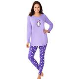 Plus Size Women's 2-Piece PJ Legging Set by Dreams & Co. in Plum Burst Penguins (Size 3X) Pajamas