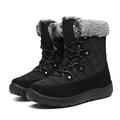 Bella Bays Women Winter Boots Waterproof Fur Lined Warm Ankle Boots Ladies Flat Walking Shoes Black UK 7